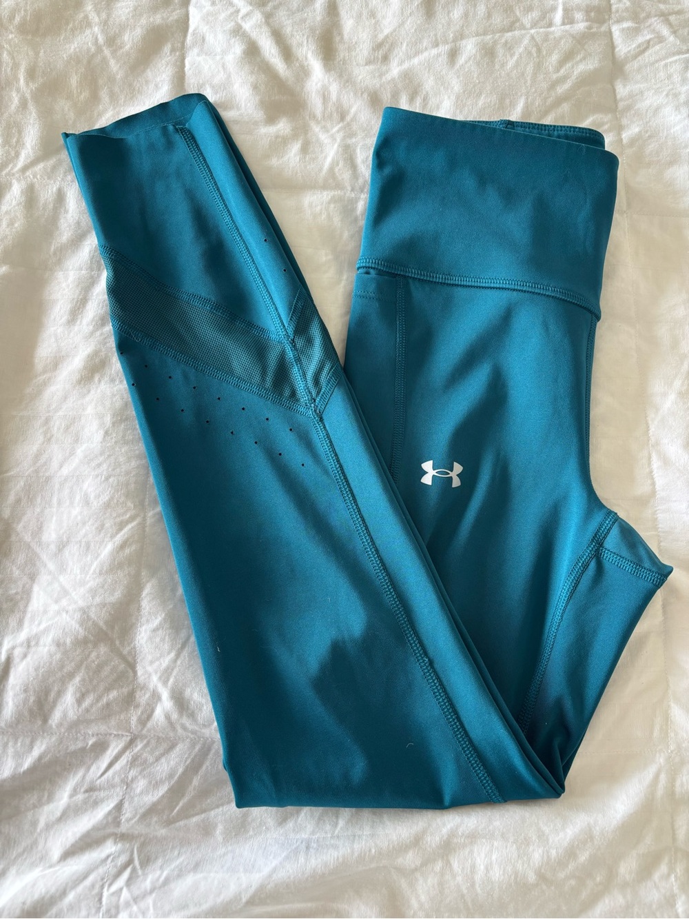 Under Armour Women’s Blue High Rise Leggings XS Pants Pocket mesh detail